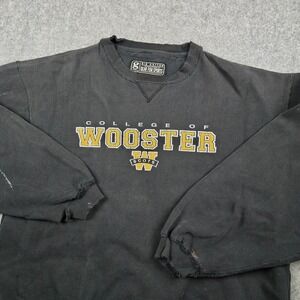 Vintage Wooster Sweatshirt Mens Large Black College Distressed 90s Thrashed